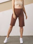 Maternity Wide Leg Bamboo Shorts - Chocolate (6707663011943)