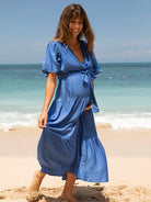 A woman in cobalt blue maternity dress, main (6659011641438)