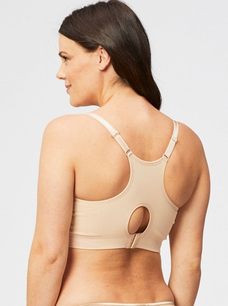 Back view - Front view - Cake Maternity Cotton Candy Nursing Seamless Sleep & Yoga Nude Bra  (4515894657118)
