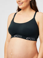 Front view - Cake Maternity Cotton Candy Nursing Seamless Sleep & Yoga Black Bra  (4515894657118)