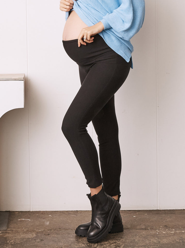 Fitted Maternity Black Cotton Pant (3853261013086)