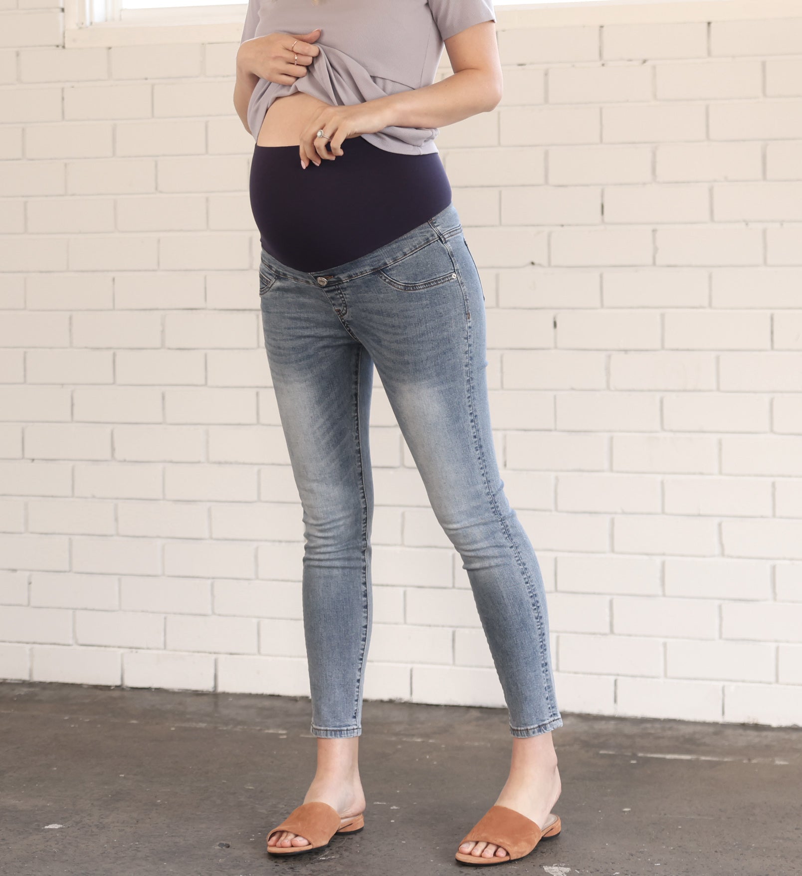 Skinny Maternity Denim Jeans Washed Blue – Angel Maternity USA