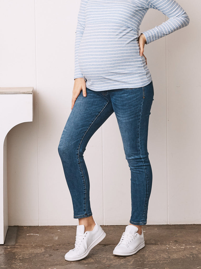 Maternity Over the Bump Skinny Denim Jeans in Indigo (6578380898407) (6732693667934)
