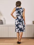 Maternity Wrap Dress in Navy & White Flowers (4615629439079)