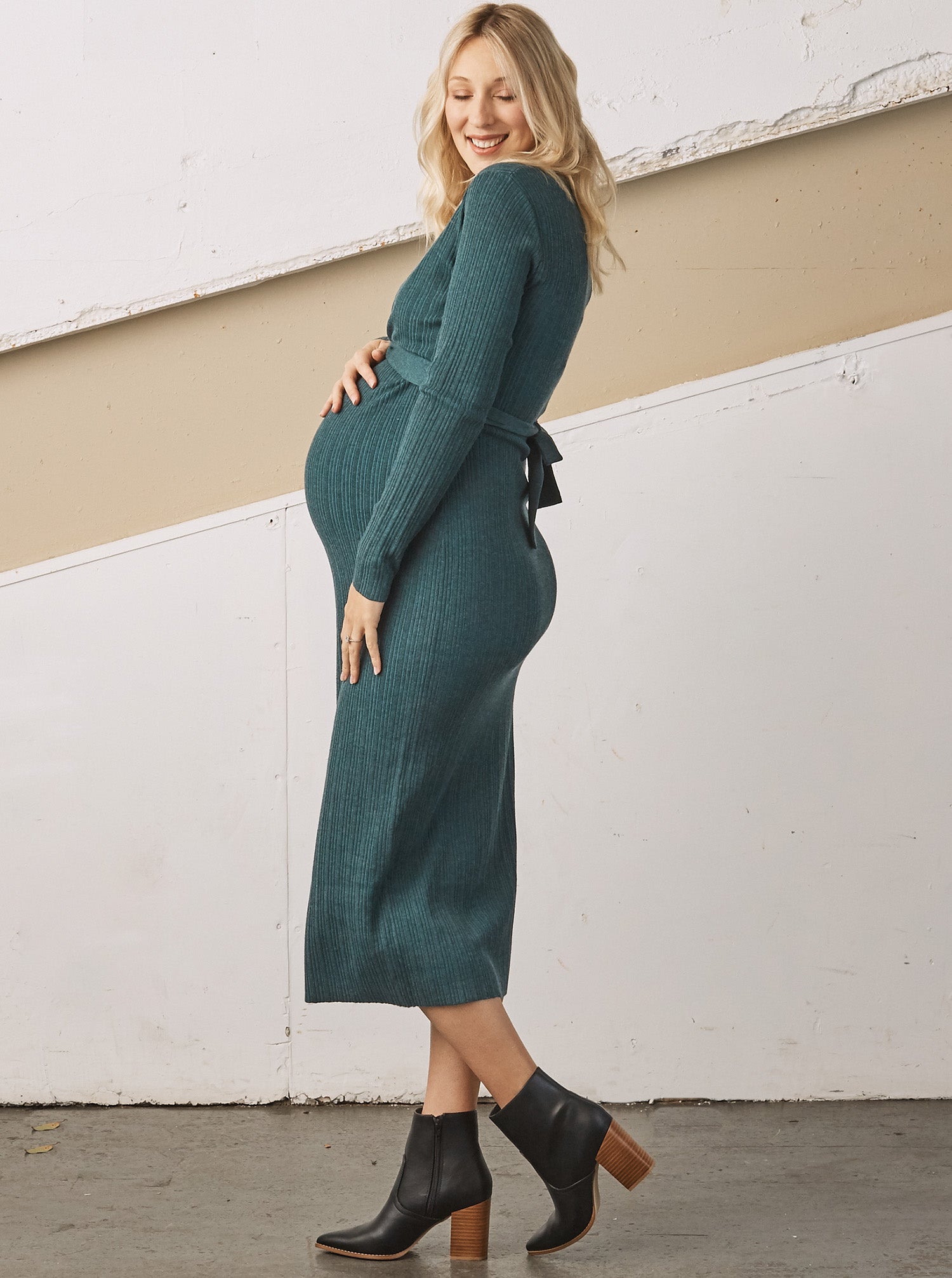 Maternity Tie-Front Knit Midi Dress | NY&Co