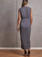 Anais Maternity Evening Dress in Excalibur Grey - Angel Maternity USA