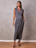 Anais Maternity Evening Dress in Excalibur Grey from Angel Maternity