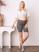 Cotton Maternity Bike Shorts - Charcoal - Angel Maternity USA