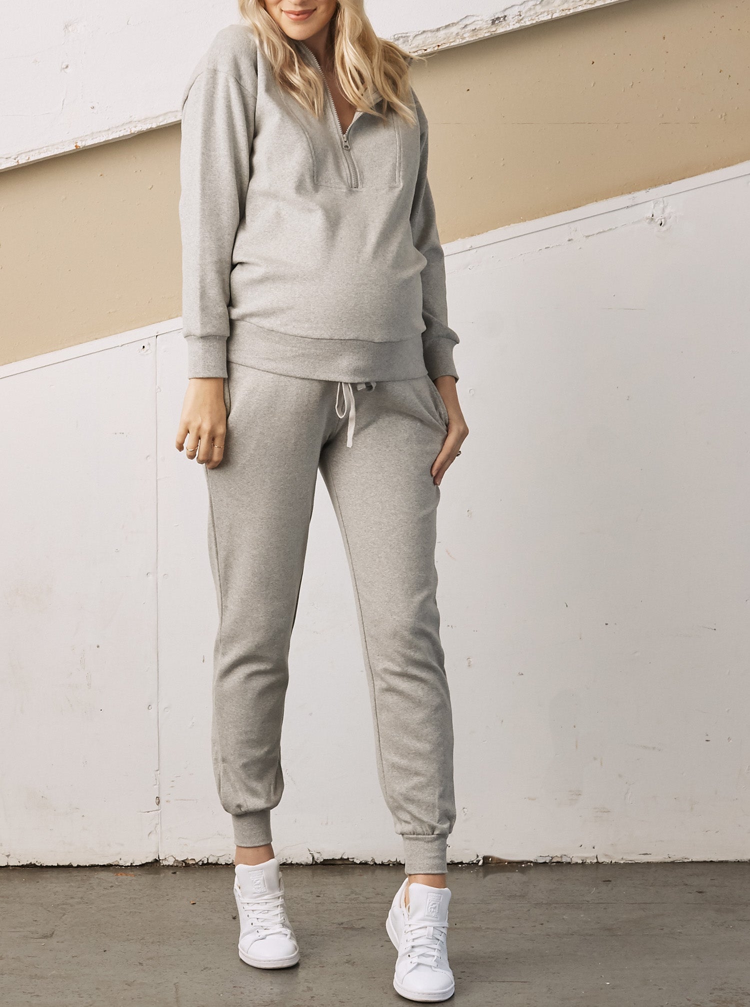 Calla Maternity Loungewear Set in Marl Grey (6726621003870)