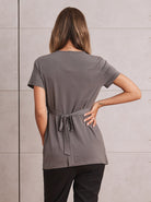 Bree Maternity  Crossover Work Top - Charcoal - Angel Maternity USA