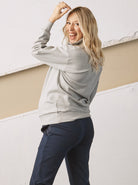 Main View - A Pregnant Woman in Calla Maternity Cotton Sweatpants in Grey Color from Angel Maternity (6728285290590)