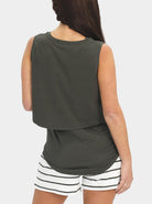 A woman in khaki maternity nursing tank, back (6639696314462)