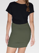 Back view - Maternity Fitted Skirt in Khaki (4802020704350)