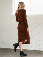 Annabella Back view - Knit Maternity Dress in Rust (6714938654814)