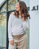 Main View - Maternity crochet knitted jumper white