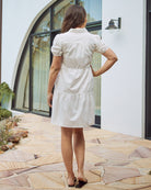 Back View- Maternity tiered shirt dress