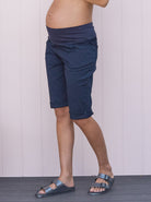 Maternity Knee Length Comfortable Cotton Shorts in Black or Navy - Angel Maternity USA