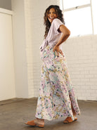 Side view - A Pregnant Woman in Reversible Maternity T-Shirt in Mauve Colour smiling (6712922046567)