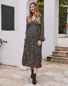 Lauren Maternity V Neck Floral Dress In Navy - Angel Maternity USA