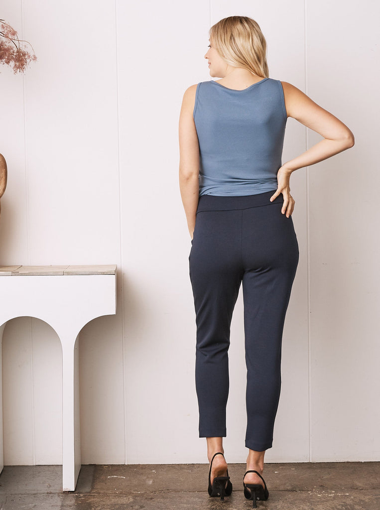 Soft Ponti Relaxed Fit Maternity Pants - Navy (1931396481127) (6732691865694)