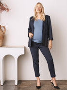 Maternity Linen Jacket in Navy (6714118733927) (6732690227294)