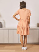 Lana Maternity Tiered Dress in orange (6714696826983)