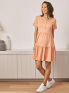 Lana Maternity Tiered Dress in orange (6714696826983)