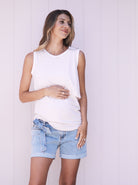 Maternity & Nursing Tank -  Pink Stripes - Angel Maternity USA