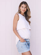 Maternity & Nursing Tank -  Pink Stripes - Angel Maternity USA
