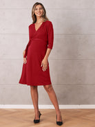 Classic Maternity Wrap Feeding Dress in Red - Angel Maternity USA