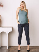 Maternity Round Neck Tank Top - Sage Green - Angel Maternity USA