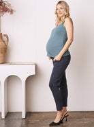 Maternity Round Neck Tank Top - Sage Green - Angel Maternity USA