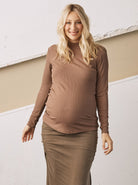 Winter Basic- Ribbed Turtle Neck Maternity Top - Angel Maternity USA
